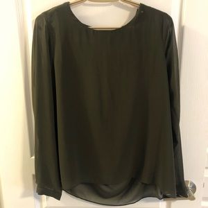 Forever 21 | Olive Green Woven Blouse with Beaded Detail Scoop Back